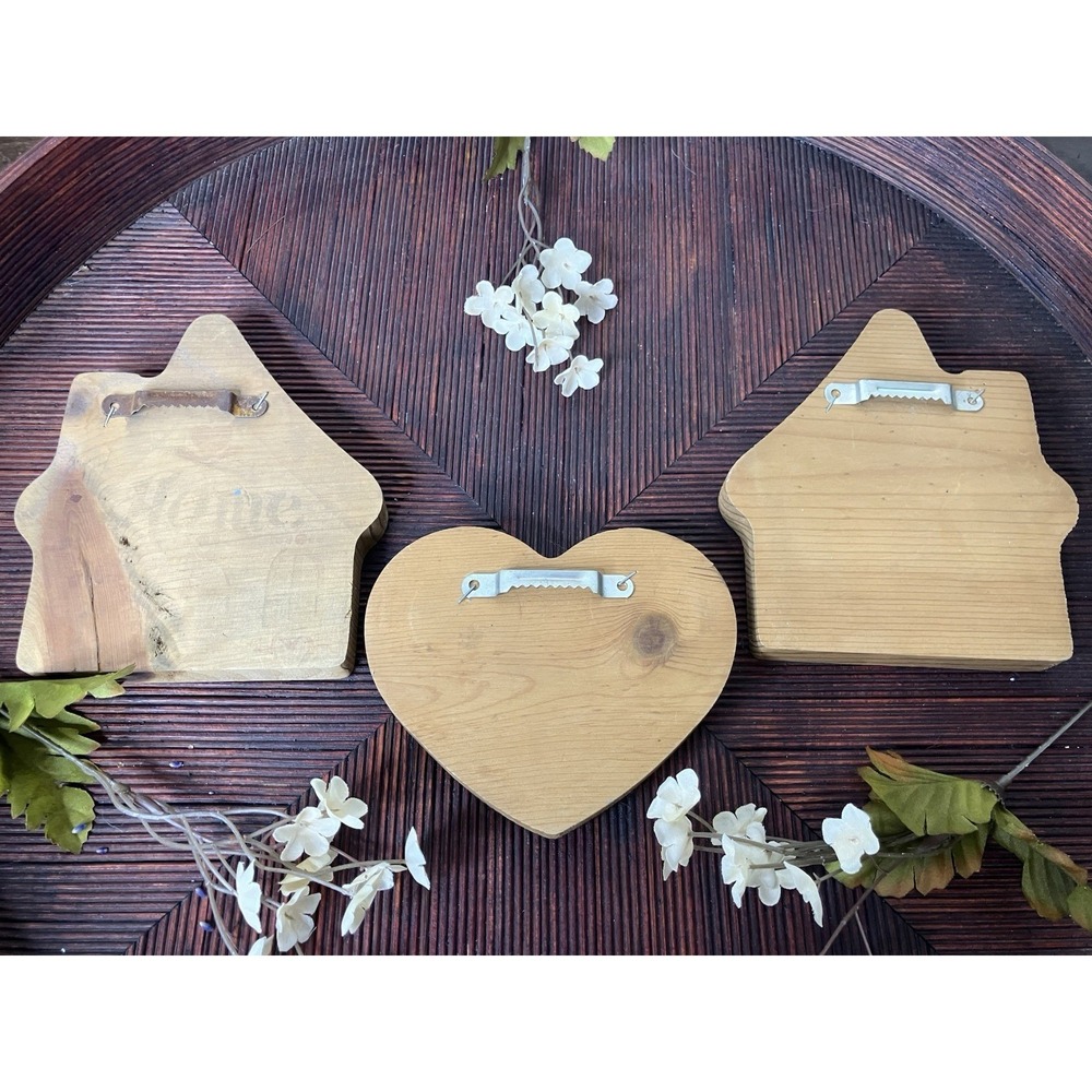 Vintage Home Interior Wooden Green Home Sweet Home House Heart Wall Decor 3 Pcs - Picture 7 of 7